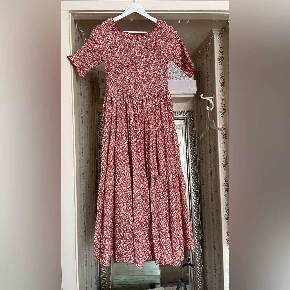 Smocked Tiered Full skirt Floral Dress